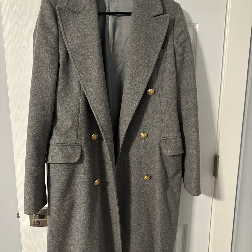 Loro Piana Gray  Coat with Gold Buttons